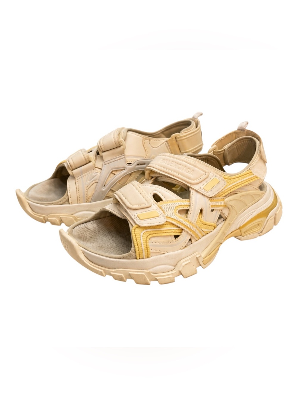 Balenciaga Beige and Yellow Trail Sandals